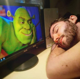 Falling asleep on video with Shrek